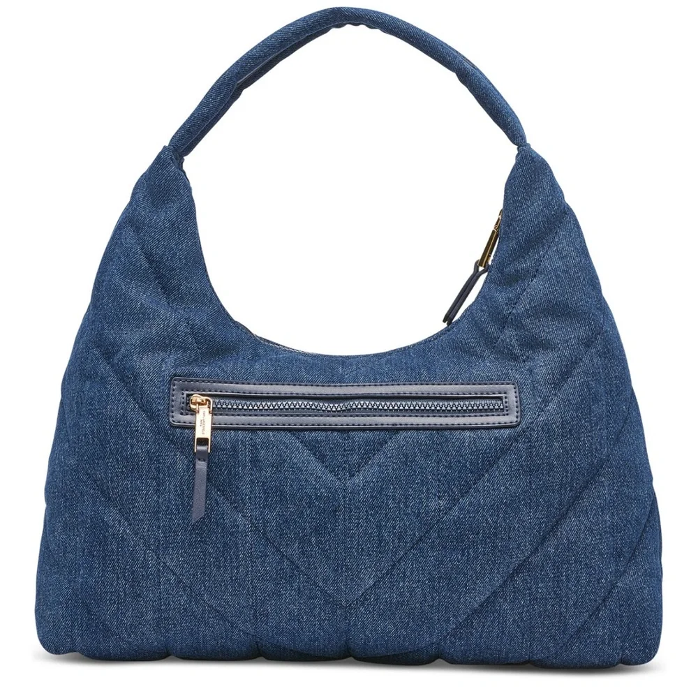 KARL LAGERFELD PARIS Voyage Quilted Denim Hobo Bag NWT $198